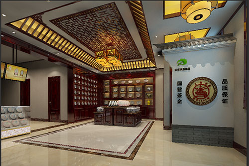 庐江古朴典雅的中式茶叶店大堂设计效果图
